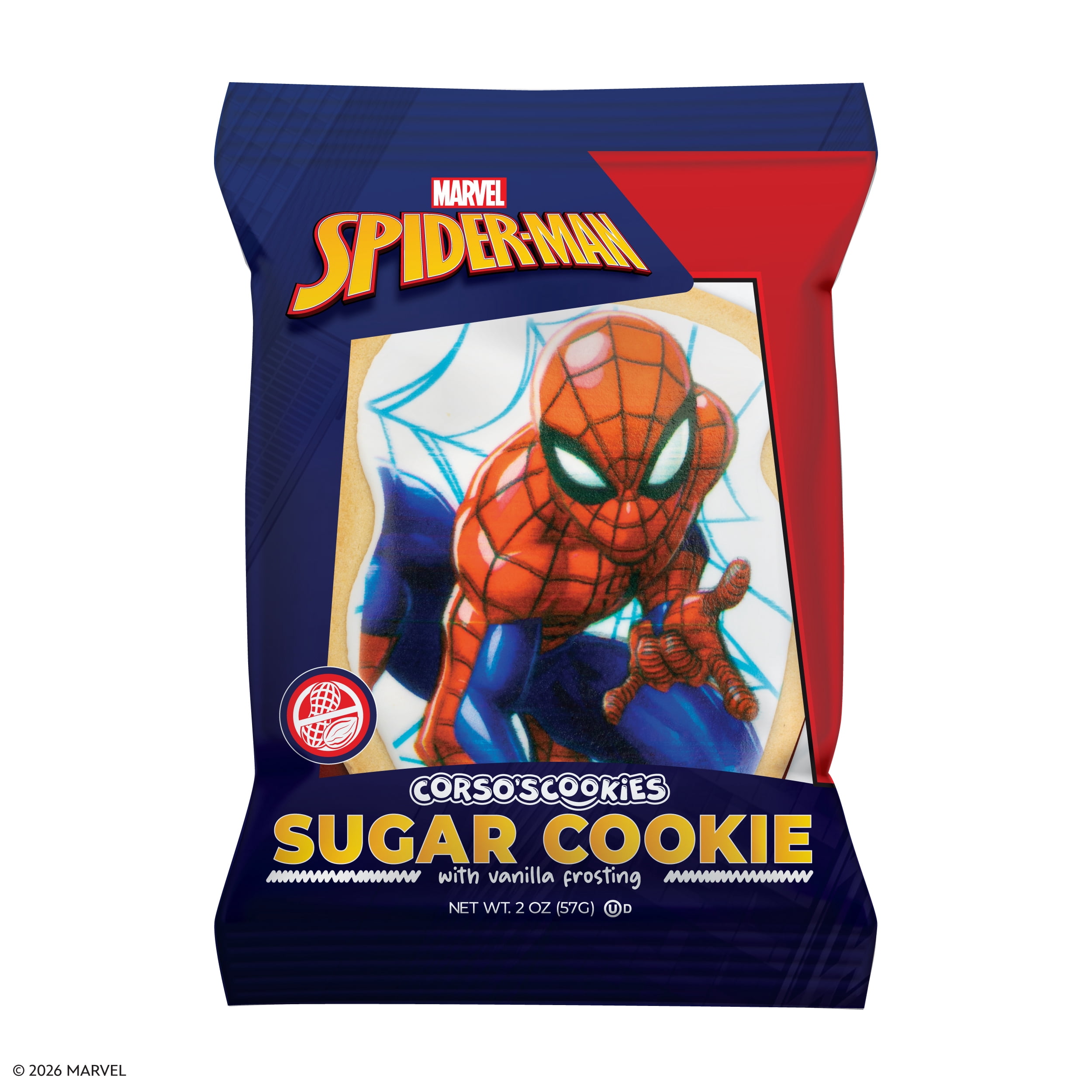 Marvel’s Spider-Man Vanilla Frosted Sugar Cookie with Vanilla Frosting, 2 oz, Baked, Kosher, Nut-Free