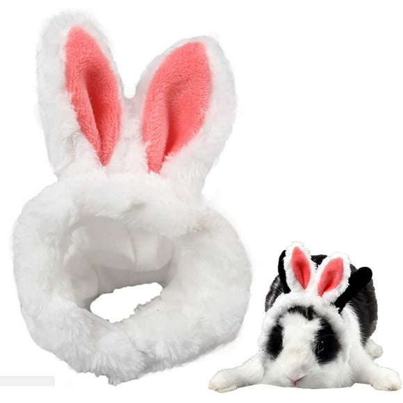 ANIAC Pet Headgear Adjustable Headband with Cute Bunny Ear Warm Hat Soft Head Accessories for Hamster Kitten Rabbits Rats Guinea Pig Puppy and Small Animals