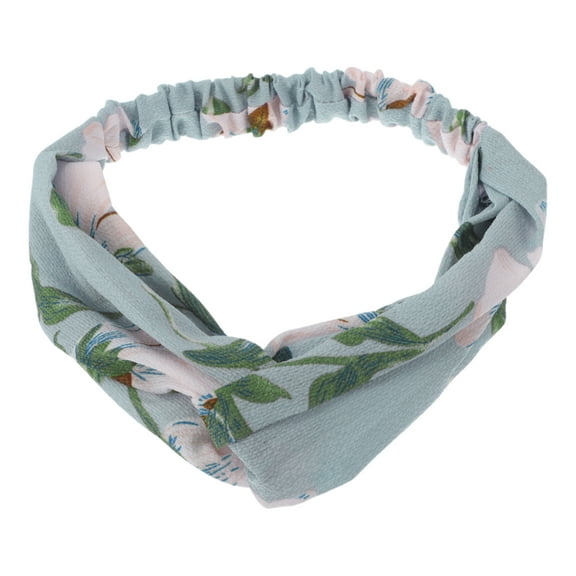 Unique Bargains 1 Pc Fashion Lily Pattern Cross Elastic Hairband for Women Gray
