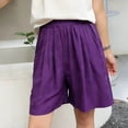 thumbnail image 4 of Admvng Women's Plus Size Shorts Solid Elastic Waist Office Shorts with Pockects, 4 of 6