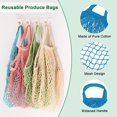 thumbnail image 2 of 1-Pack Cotton Mesh Bag, Reusable Washable Net String Grocery Bags, Produce Bags with Handle, Tote Bag for Fruits/Vegetables Shopping [Blue, Short Handle], 2 of 5