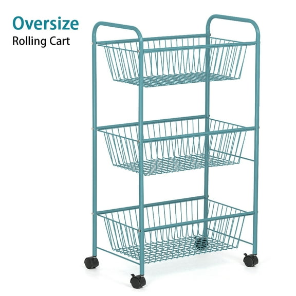 3-Tier Storage Shelf Blue Organizer Rack