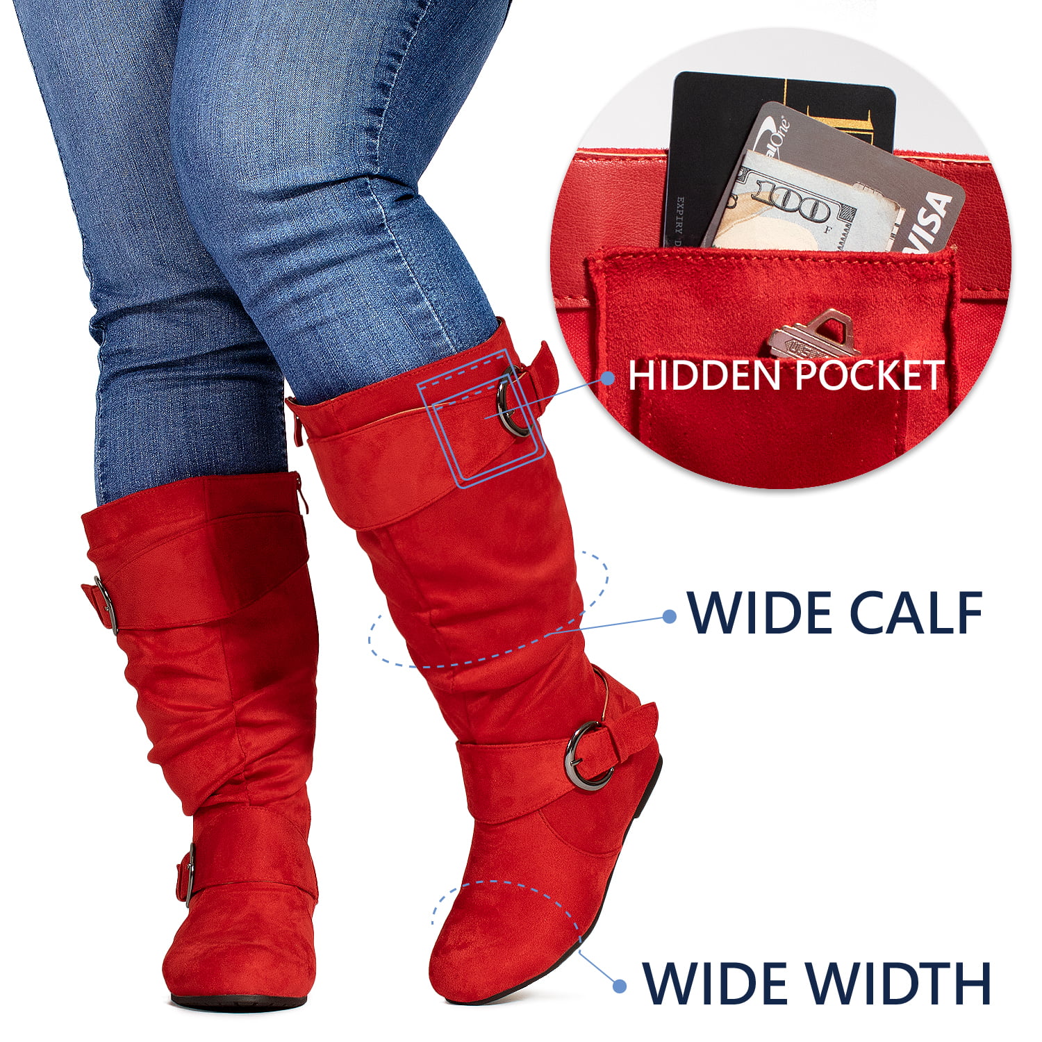 Low Hidden Wedge Knee High Boots w 