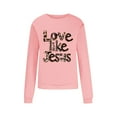 thumbnail image 6 of Love Like Jesus Sweatshirts for Women Valentines Sweatshirt Leopard Letter Long Sleeve Pullover Top, 6 of 8