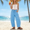 thumbnail image 6 of hoksml Women's Gingham Wide Leg Pants Drawstring Elastic Waist Plaid Lounge Trousers with Pockets for Lounge Daily Casual Wear, 6 of 7