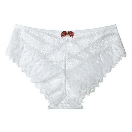 Icvfdpl Panties For Women Transparent Lace T Back Mid Waist Lace Panty Anniversary Dating Womens Underwear Briefs White L