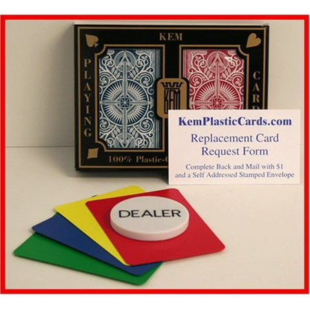 - Kem RB Arrow Bridge Size Jumbo Index 100% Plastic Playing Cards with Free Dealer Button, 4 Free Cut Cards and Replacement Request Form, BWalmarte a member of.., By Brybelly