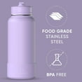 thumbnail image 6 of Hydrapeak 32oz Sport Insulated Water Bottle with Straw & Chug Lid, Leak & Spill Proof, Keeps Drinks Cold for 24 Hours, Hot for 12 Hours, Premium Stainless Steel Water Bottles (32oz, Digital Lavender), 6 of 6