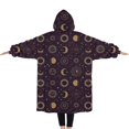 thumbnail image 2 of Oversized Wearable Blanket Hoodie,Dark Purple Sun Moon Star Pattern Sherpa Blanket Hoodie with Super Pockets,Super Warm Fuzzy Pullover for Women & Men, 2 of 6