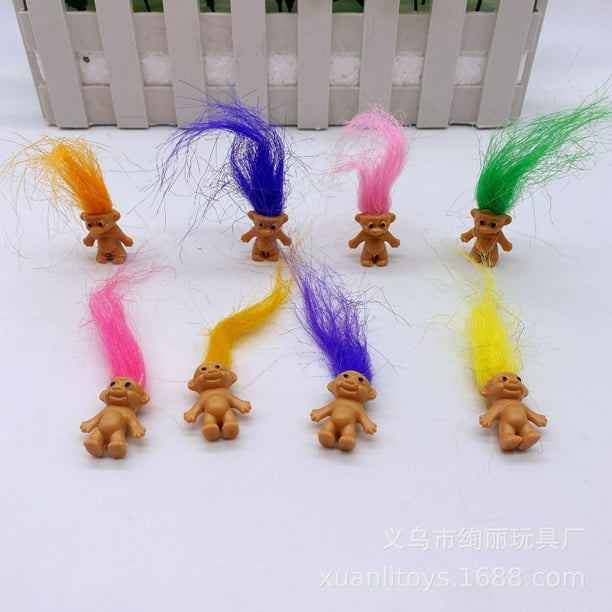 RDNKVB Muñecos Troll De La Suerte 10 Piezas - Mini Figuras Vintage De PVC 3 Cm - Adorables Coleccionables Para Manualidades, Proyectos Escolares Y Favores De Fiesta