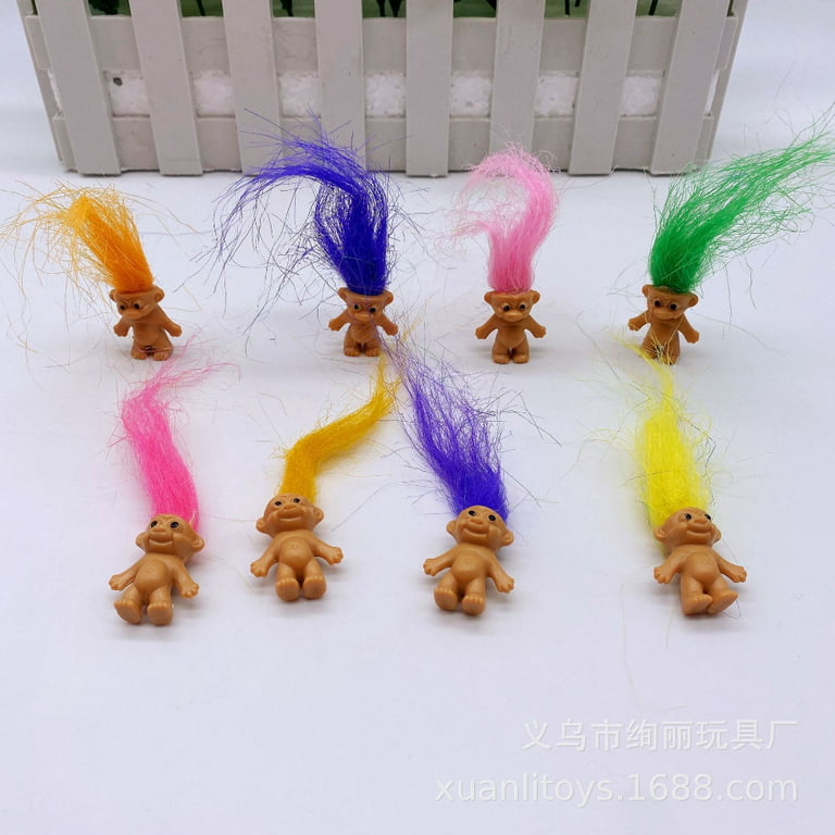 10PCS Mini Troll Dolls, PVC Vintage Trolls Lucky Doll Mini Action Figures  1.2 Cake Toppers Chromatic Adorable Cute Little Guys Collection, School