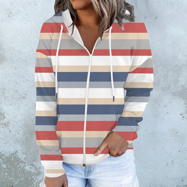 Fermeture à Glissière Chandail à Capuche pour Femmes 50 % de Réduction en Liquidation Blouse Imprimée Mode Manches Longues Hauts Chandail en Molleton Poches à Capuche