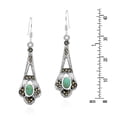 thumbnail image 4 of Ornate Marcasite & Oval Green Turquoise Inlay Sterling Silver Dangle Earrings, 4 of 5