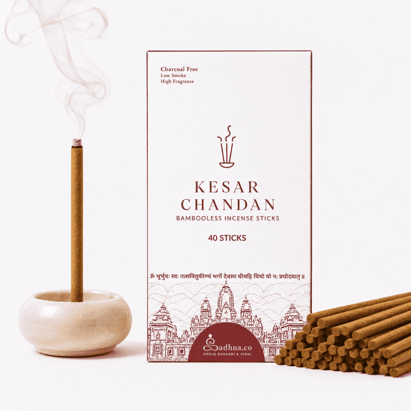 Sadhna.co Saffron Sandalwood Bambooless Incense Sticks, Kesar Chandan Natural Agarbatti, Pack of 40