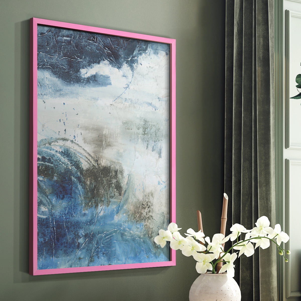 Coastal Seas I Framed Print in Pink Solid Wood Framed Print No Nail Hanging