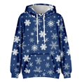 thumbnail image 3 of Christmas Men's Hoodies Lightweight Snowflake Print Activewear Hooded Sweatshirt Men Long Sleeve Pullover with Pockets Dark Blue 3XL, 3 of 4