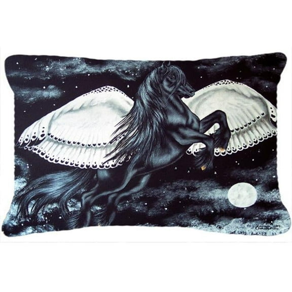 Black Flying Horse Fabric Decorative Pillow