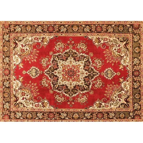 Ahgly Company Indoor Rectangle Medallion Orange Traditional Area Rugs, 2' x 5'