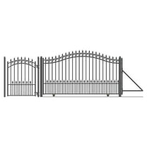 ALEKO Garden Prague Style Steel Sliding Driveway Gate 18 ft with Pedestrian Gate