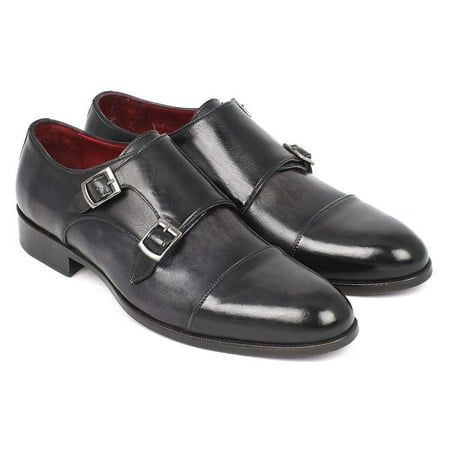 

Htonron Paul Parkman Men s Cap-Toe Double Monkstraps Gray & Black
