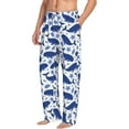 thumbnail image 2 of Uemuo Whale Pattern Men's Wide Leg Palazzo Lounge Pants with Pockets Light Weight Loose Comfy Casual Pajama Pants-Large, 2 of 9