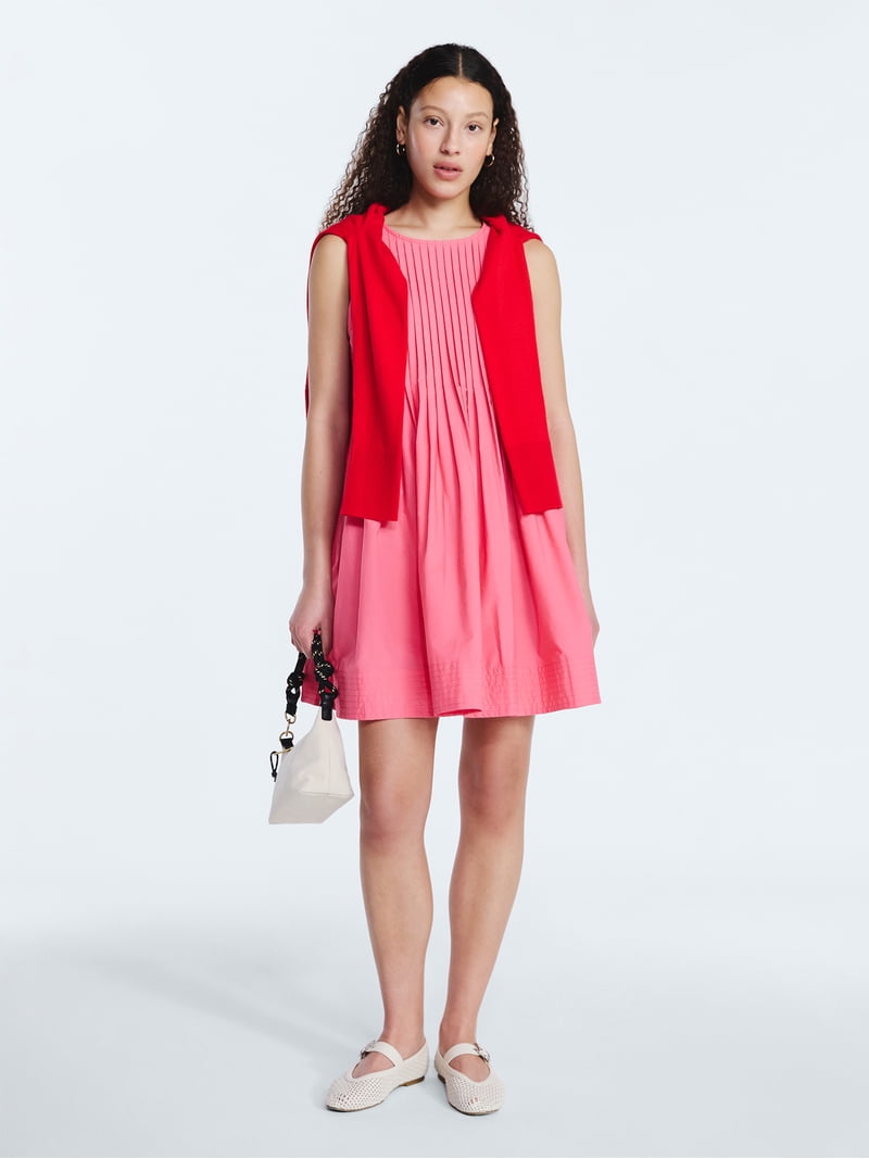 open lace back dress Light Wash Chambray Pleated Mini Dress - All Dresses