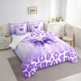 thumbnail image 3 of Manfei Purple Leopard Hide 7 Pieces Bedding Comforter Set,Cute Butterflies Full Bedding Set,Wildlife Animal Pattern Fitted Sheet Flat Sheet For Teens,Microfiber Bedroom Decor Reversible, 3 of 8