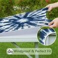 thumbnail image 6 of Blue White Tie Dye Mandala Pattern Square Fitted Tablecloth with Elastic Edge,Square Table Cover,Washable Elastic Table Cover for Home Kitchen Party Decor 34"x34", 6 of 6