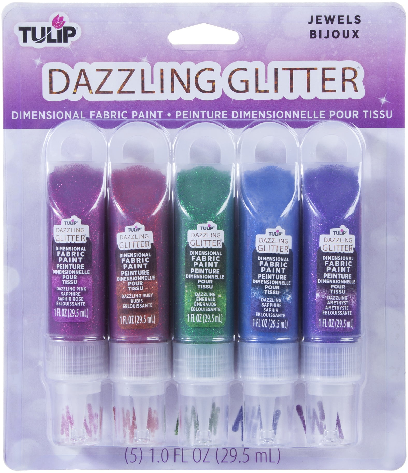 Tulip Dazzling Glitter Dimensional Fabric Paint 2Oz 5/PkgJewels