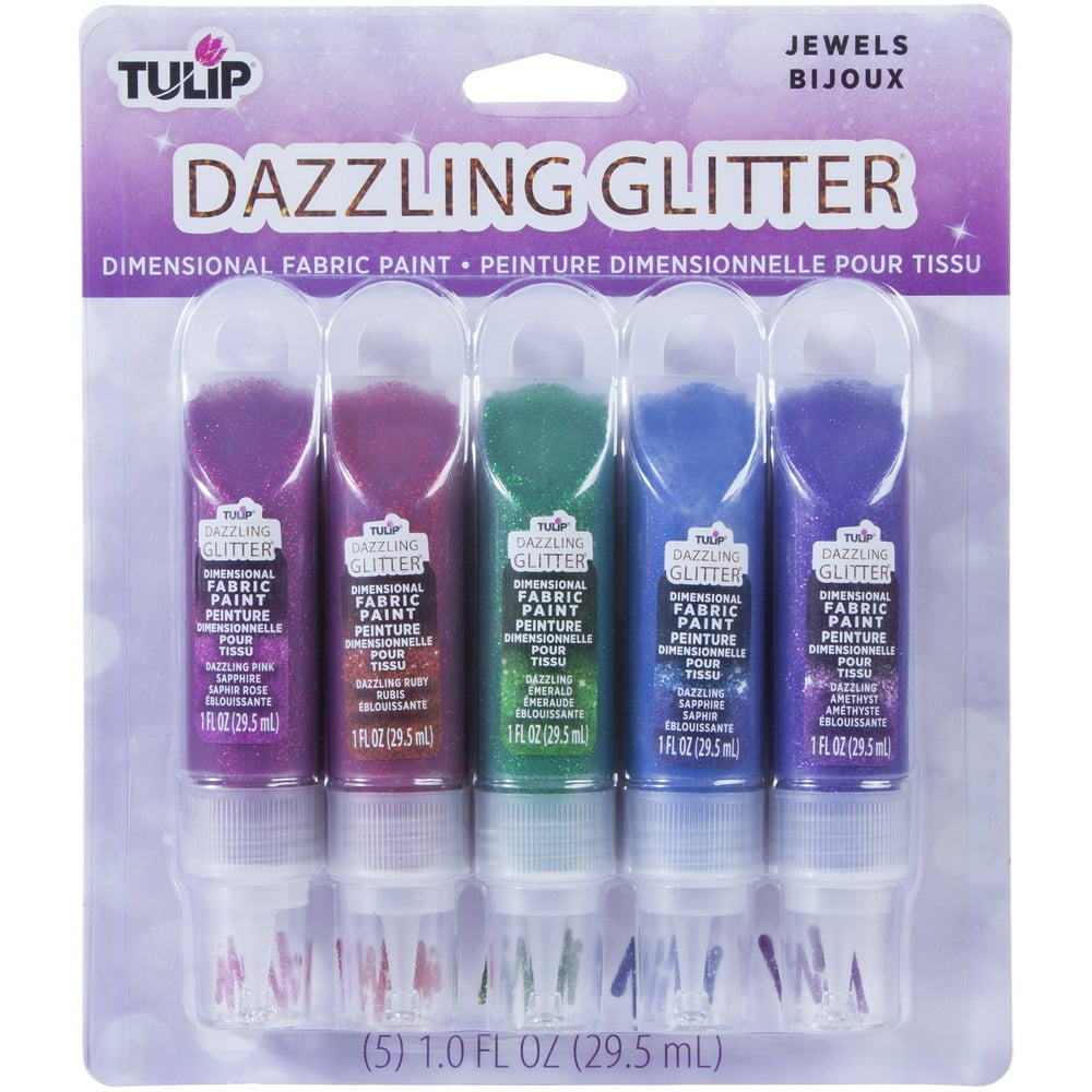 Tulip Dazzling Glitter Dimensional Fabric Paint 2Oz 5/PkgJewels