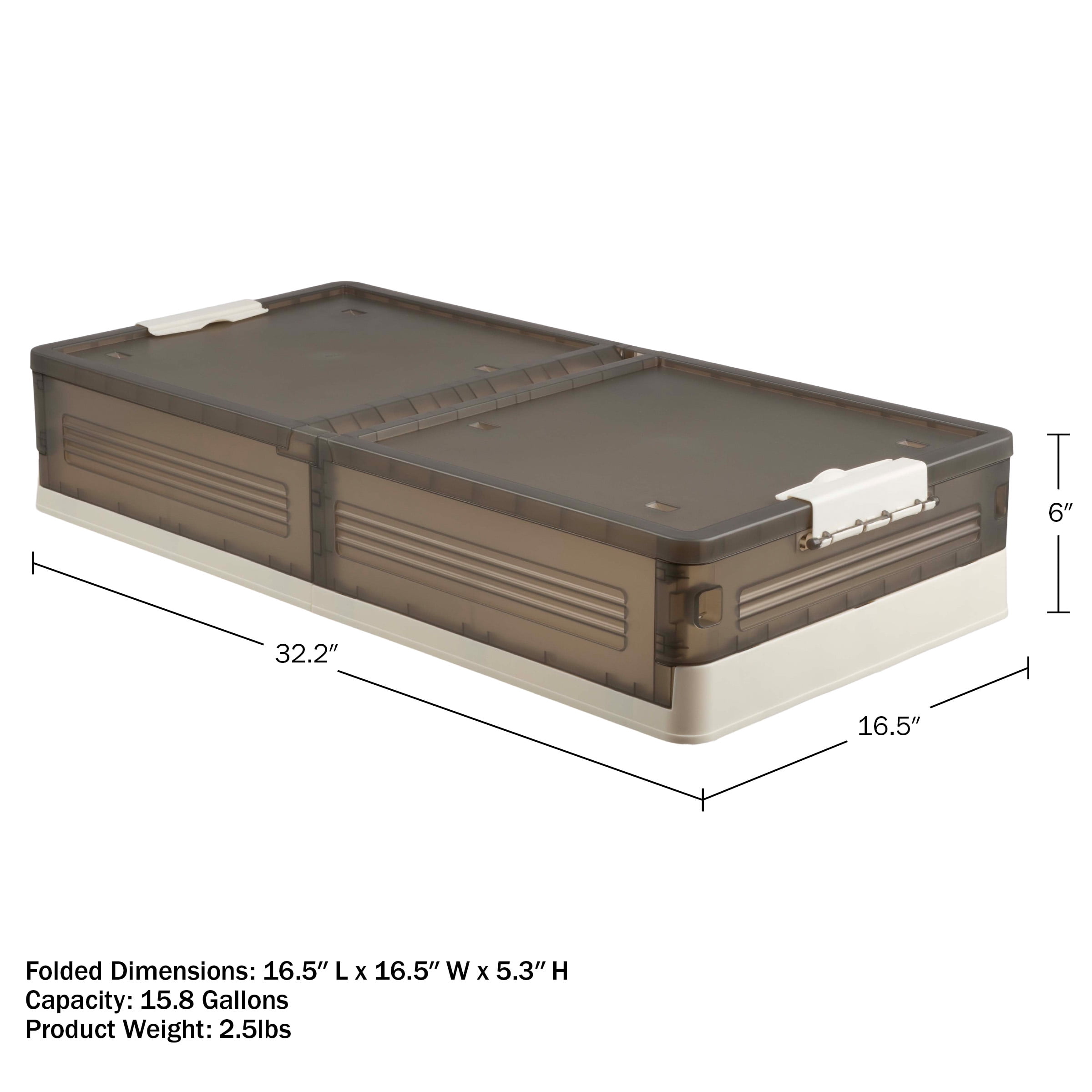 Home-Complete 15.8Gal Under Bed Storage with Wheels and 2-Sided Lid (Gray)
