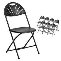 Fan Back Plastic Folding Chairs, Black, 8 Pack