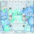 thumbnail image 1 of Metal Light Switch Wall Plate Outlet Cover (2 Teddy Bears Blue Teal With Love Heart Balloon Flower - Double Toggle), 1 of 2