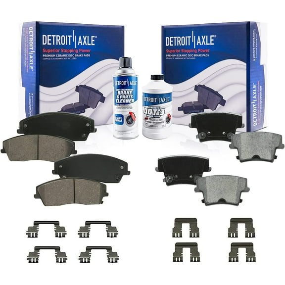 Detroit Axle - Brake Pads for 2006-2010 Dodge Charger 2005-2008 Magnum Front and Rear Ceramic Brake Pads w/Clips 2007 2008 2009 Replacement