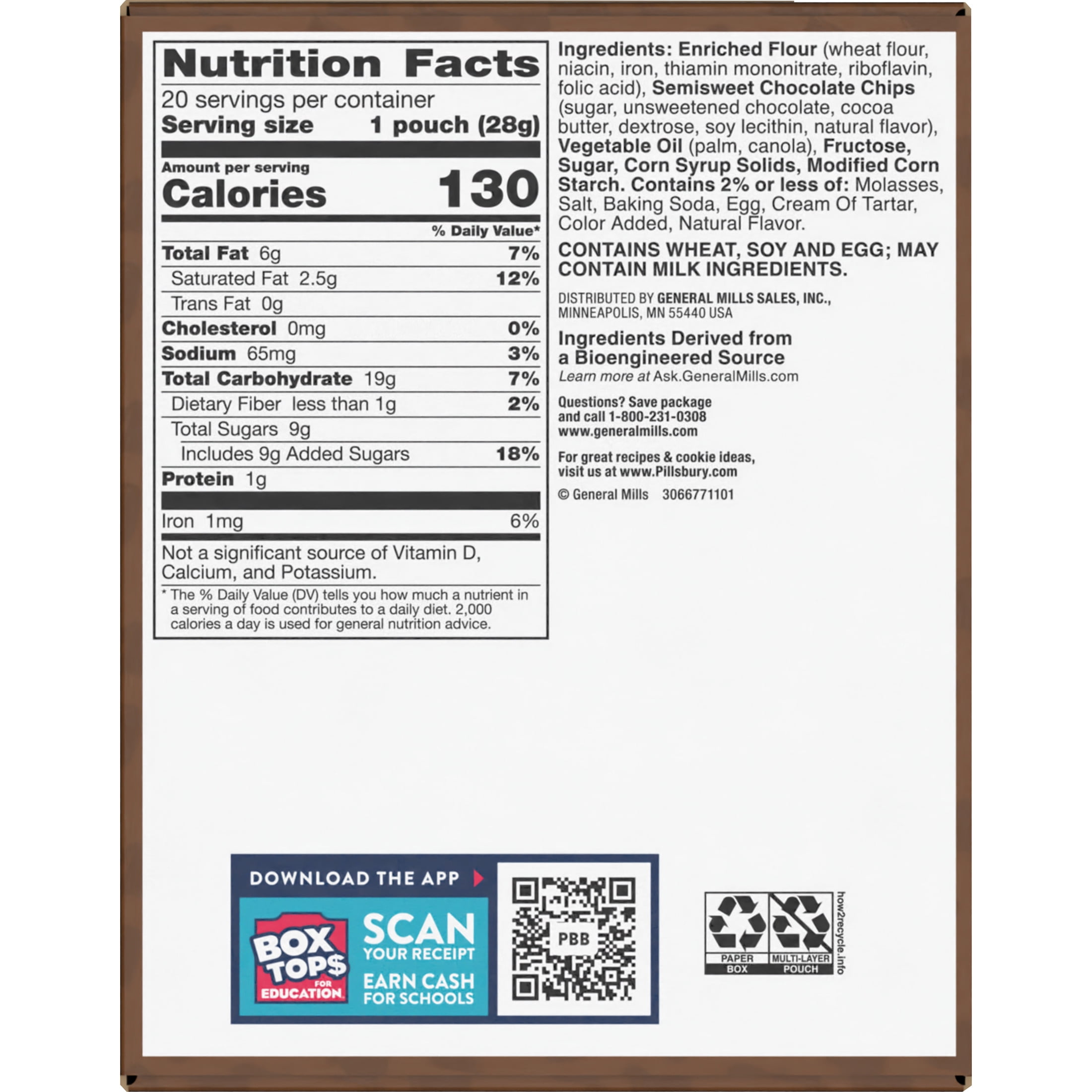 (3 pack) Pillsbury Soft Baked Mini Chocolate Chip Cookies 20 Count