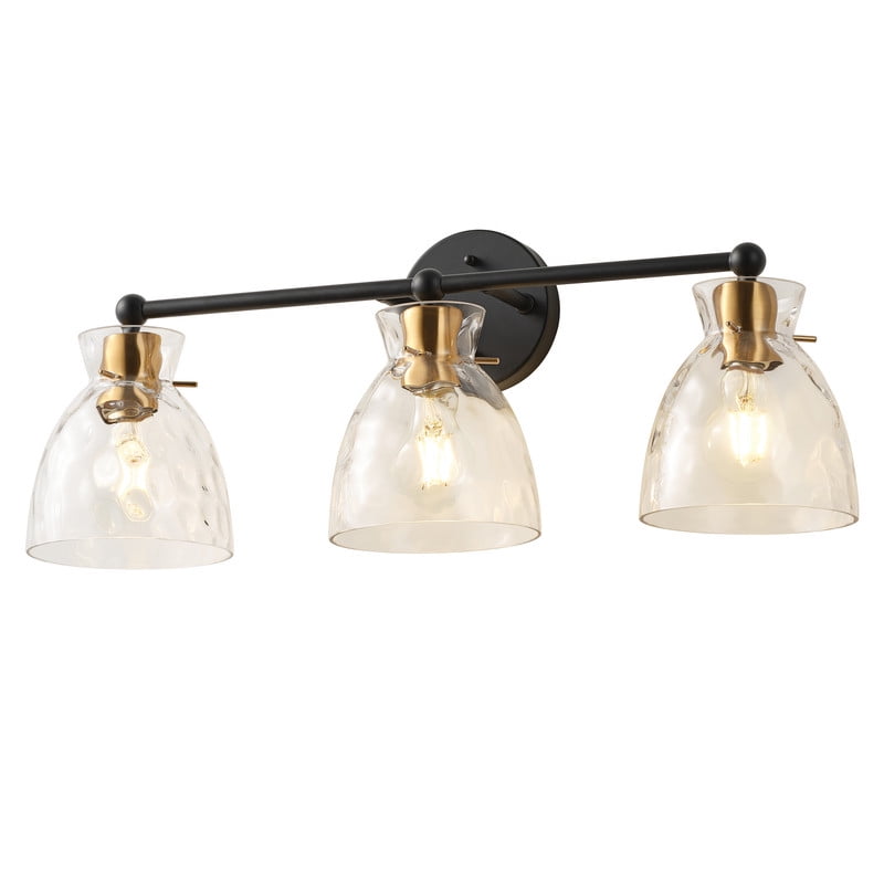 Classic 3-Light Vanity Light Fixture, 23.4 inches Wall Mounted Lighting with Clear Glass Shade for Powder Room, Bedroom, Dining Room