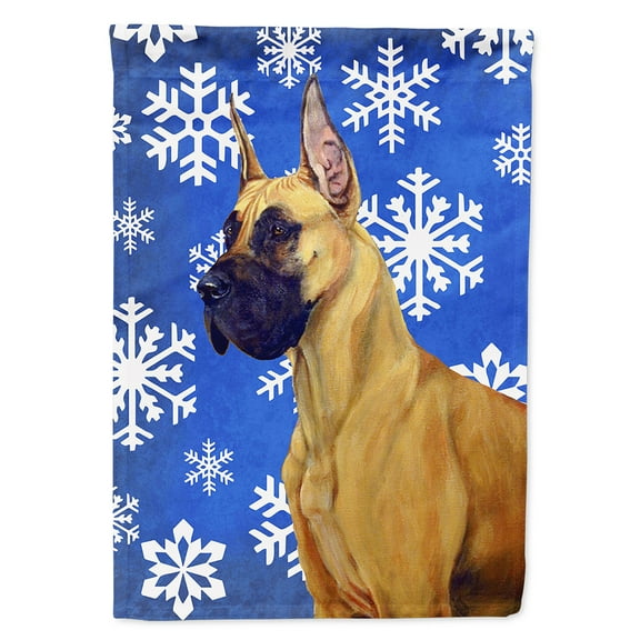 Great Dane Winter Snowflakes Holiday Flag Canvas House Size