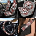 thumbnail image 2 of Uorisanigo Halloween Sugar Skull 10 Pack Car Accessories Set with Soft Anti-slip Car Seat Covers and Auto Steering Wheel Cover Seat Belt Pads Water Cup Coaster Keychains for Most Cars SUVs, 2 of 7