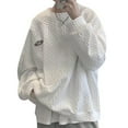 thumbnail image 1 of Top tipo gofre con cuello redondo para hombre,Top de manga larga para hombre Top informal para hombre Tops sueltos de manga larga para hombre Diseño elevado, 1 of 12
