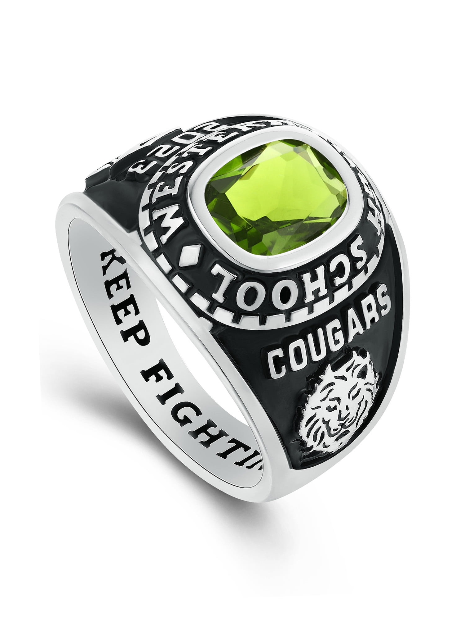 Mementos USA Customized Sterling Silver Class Rings for Men High School College-Platinum-Ultimate