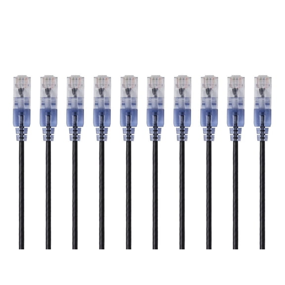 Monoprice 10-Pack SlimRun Cat6A Ethernet Network Patch Cable 5ft Black 15157