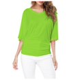 thumbnail image 1 of Plus Size Women's V Neck T Shirt: Batwing Sleeve, Loose Fit, Solid Color, Comfortable, 1 of 5