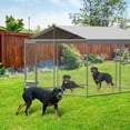 thumbnail image 6 of Outdoor Large Dog Kennel,  Heavy Duty Dog Cage with UV & Waterproof Cover, Galvanized Dog Playpen w/Secure Lock & Adjustable Feeding Device for Outside Backyard, 6 of 7