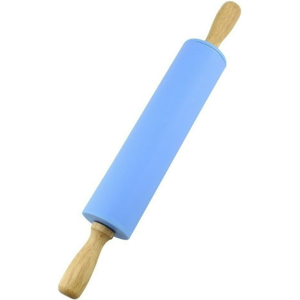 Rodillo de silicona antiadherente, rodillos de masa de silicona de grado alimenticio con mango de madera ergonómico para amasar sin esfuerzo, resistente al calor, compacto y liviano para panaderos