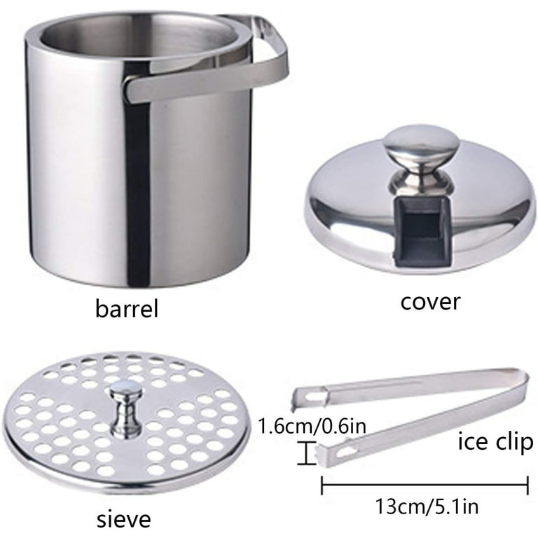 Stainless Steel Ice Bucket With Lid And Ice Tongs,Perfect For Cocktail  Bar,Home Bar, Parties And Outdoors,Double Wall Champagne Bucket Keeps  Drinks