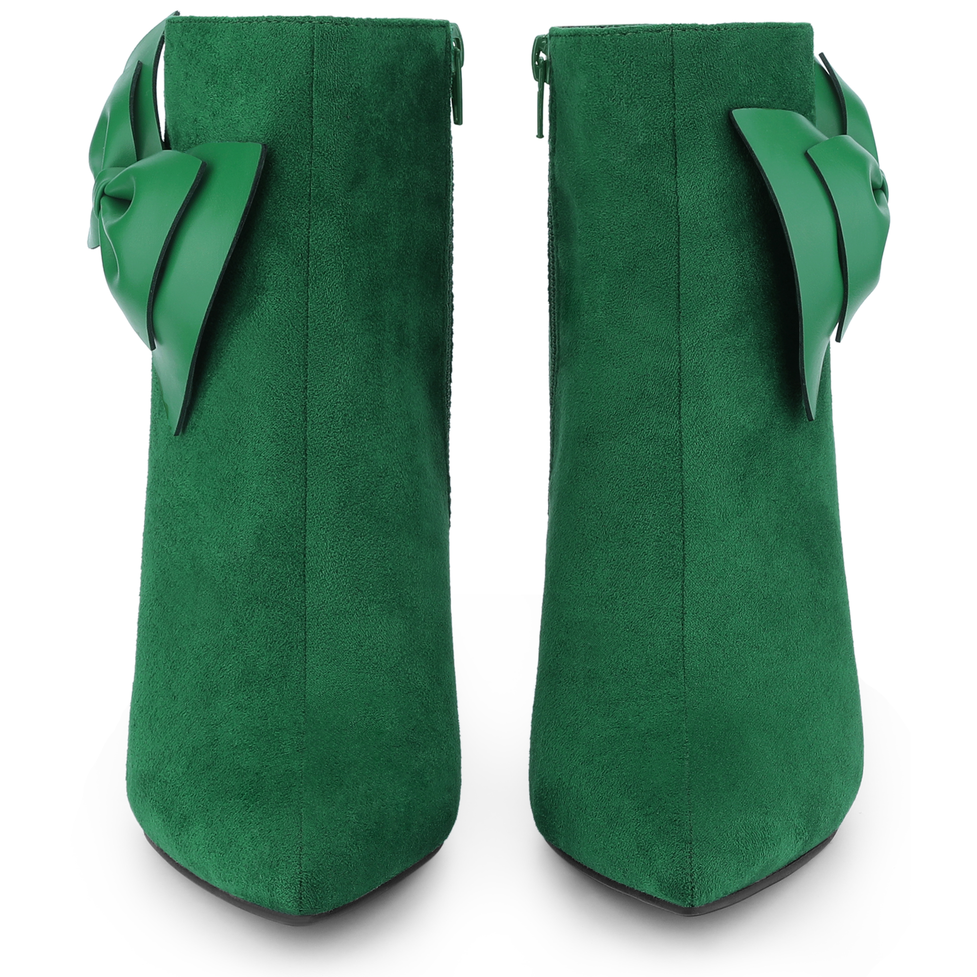 DARING DIVA Women's Pointy Toe Bow Stiletto Heel Ankle Boots Green US 9