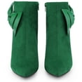 thumbnail image 2 of DARING DIVA Women's Pointy Toe Bow Stiletto Heel Ankle Boots Green US 8, 2 of 6