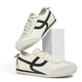 thumbnail image 3 of LUCKY STEP Retro Thin Sole Fashion Sneakers Casual Lightweight Walking Shoes,Beige/Black,Womens, 3 of 6