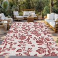 thumbnail image 2 of Farmhouse Red Outdoor Rug 4x6 Ft - Reversible Patio Rug Outdoor Camping Rugs, Vintage Flower Leaf Botanical Plant Washable Indoor Outdoor Area Rugs, Non-Slip Outdoor Carpet Runner for Deck/Porch, 2 of 8