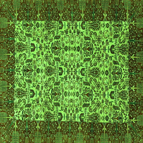 Ahgly Company Indoor Square Abstract Green Modern Area Rugs, 8' Square